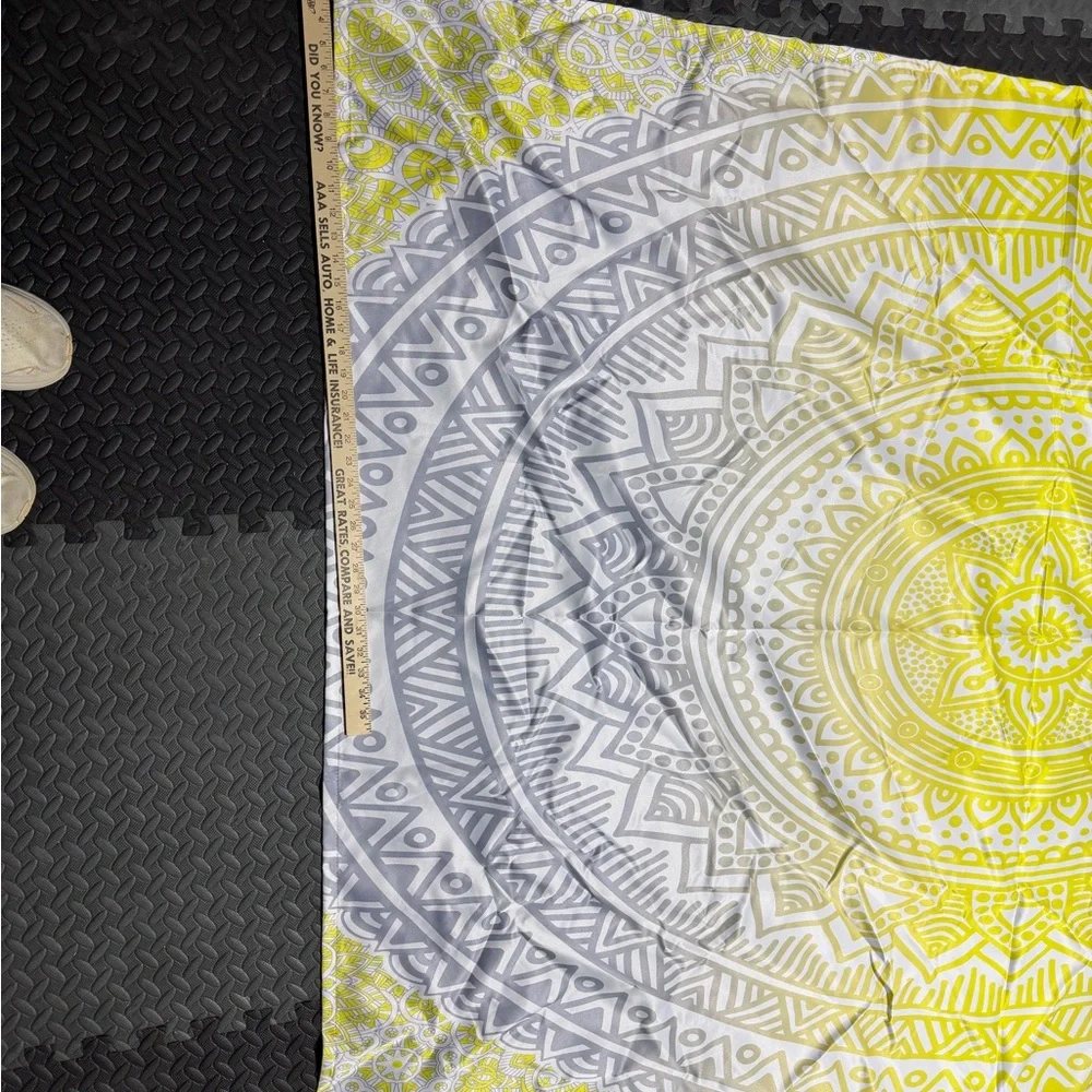 Yellow, Grey and White Mandala Tapestry
